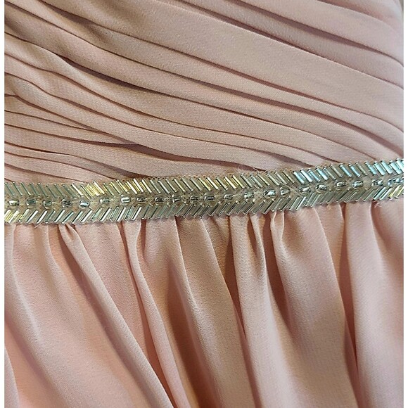 Bari Jay NWT Petal Pink Beaded Chiffon Strapless Sweetheart Gown, Size 14 - Picture 8 of 10